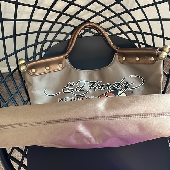 ♥️ Ed Hardy Nylon Bag Skull Print Fun Bag Top-handle Bag - Picture 12 of 12